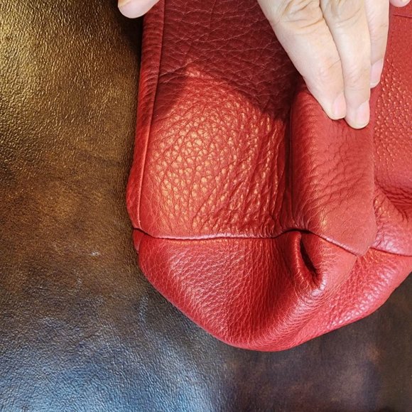 !Coach Pink Ruby Pebbled Leather Shoulder Bag Hobo Handbag Purse - Picture 7 of 17